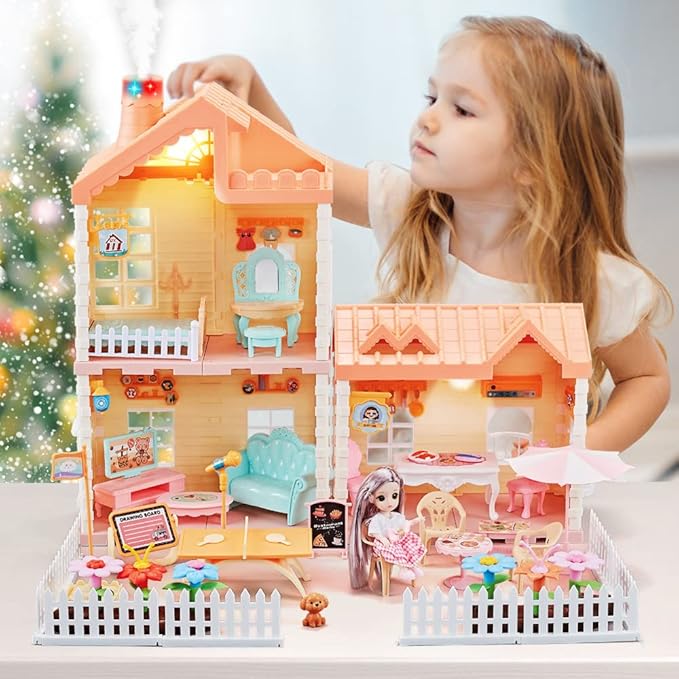 Doll House DIY Assembly Princess Villa Toy with | 95pcs-QC668-40A