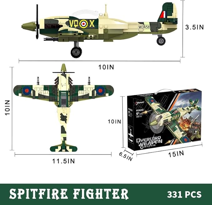 Fighter Plane Spitfire Building Blocks Kit |331pcs- FC4103 7