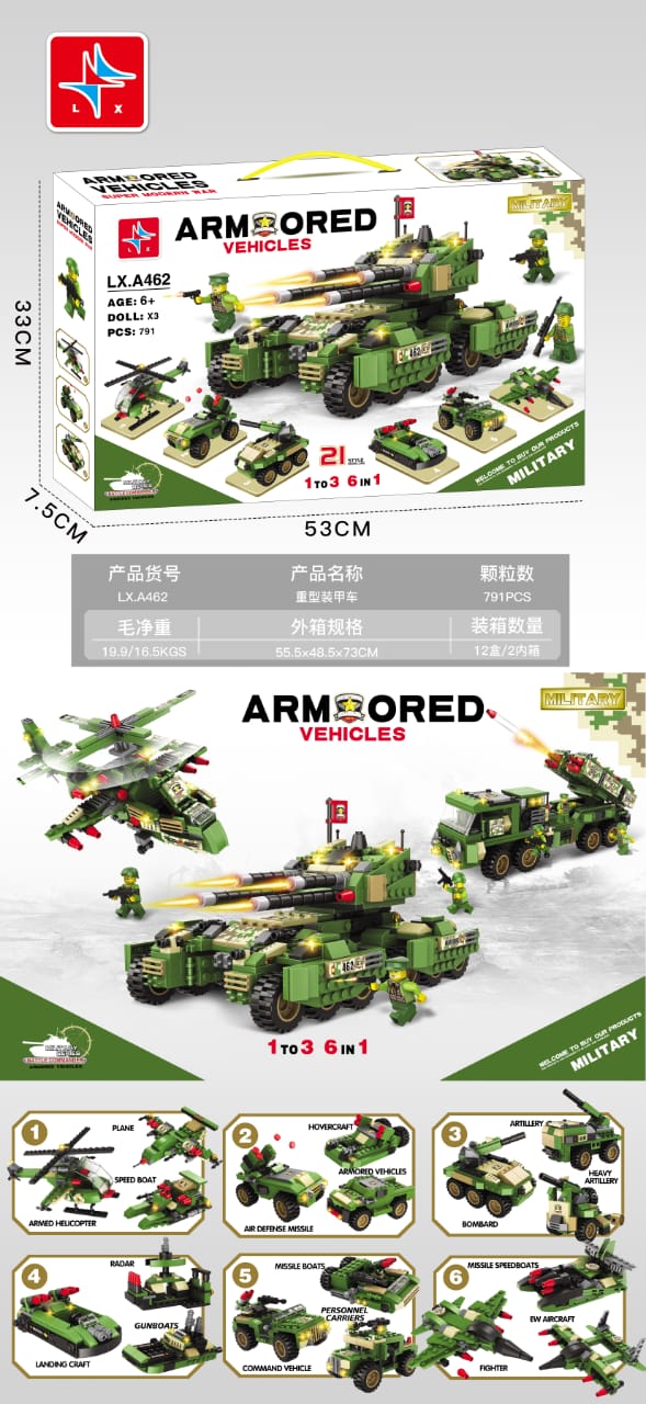 Military 6in1 Tank & Armored Vehicles Building Blocks Set for Boys | 791PCS- LXA462 9
