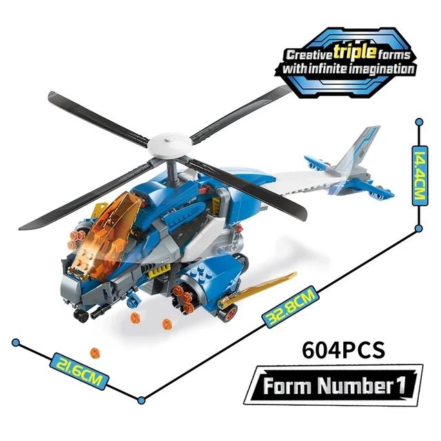 Qman Helicopter 3in1 Building Blocks Set |604pcs- 42103 3