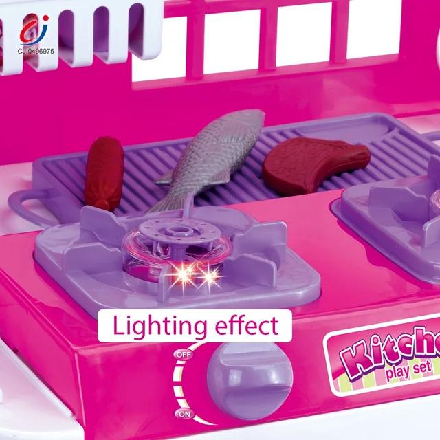 Kitchen Set with Light, Sound, Utensils & Play Food- 008-53 4