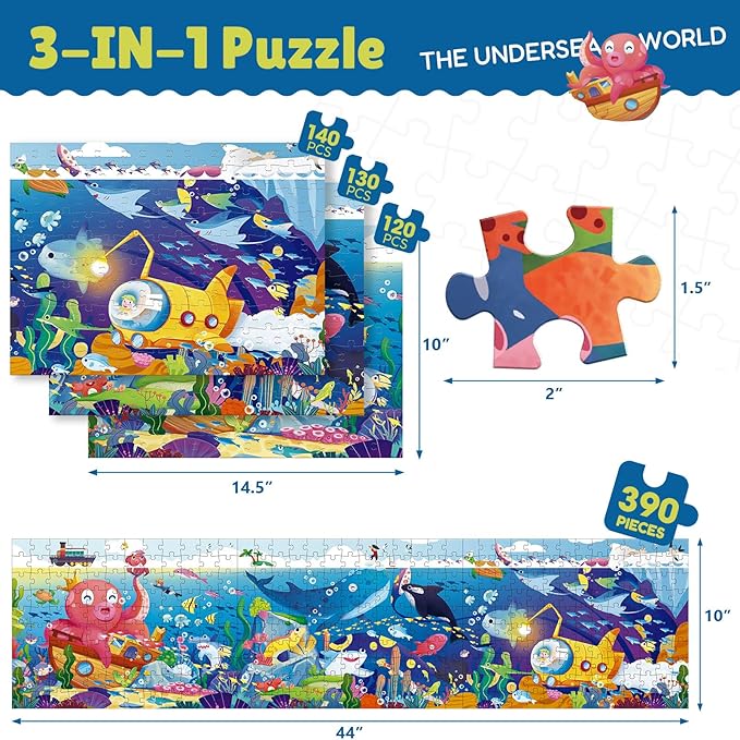 Jigsaw Puzzle 3 in 1 Floor Puzzle for Preschool Learning 10