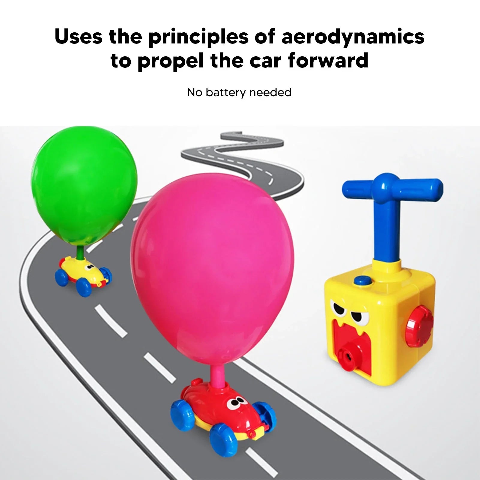 Air Powered Balloon Car Press Inertia Car Cartoon for Kids 4