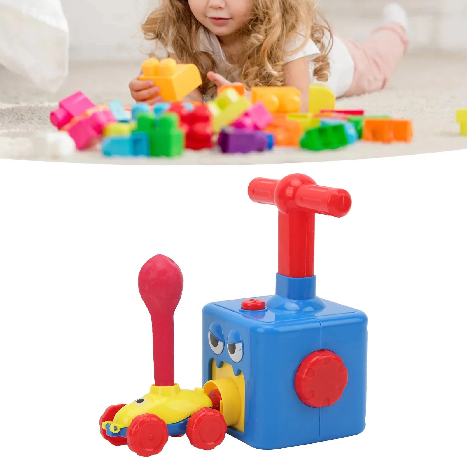 Air Powered Balloon Car Press Inertia Car Cartoon for Kids 5