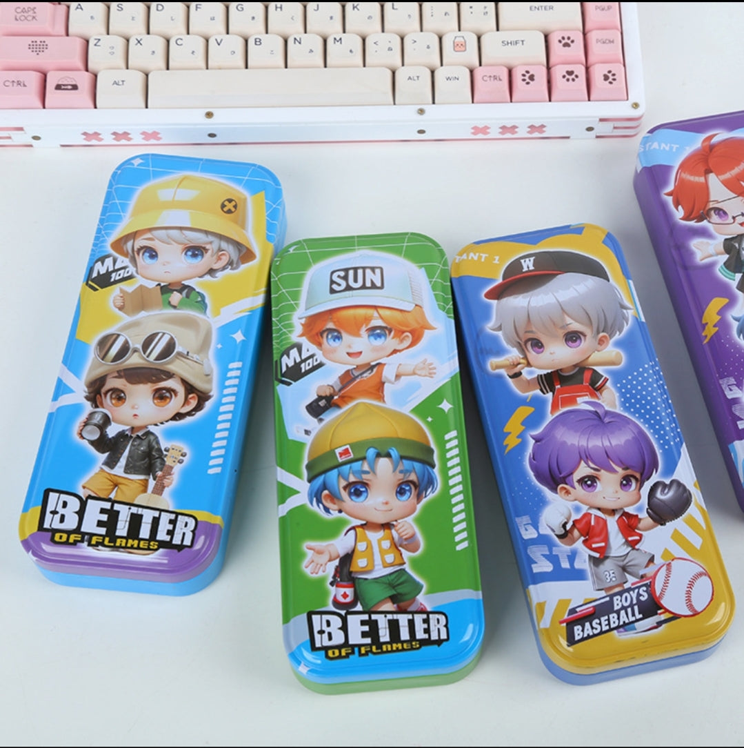 Steel Pencil Box- Mixed Design 9