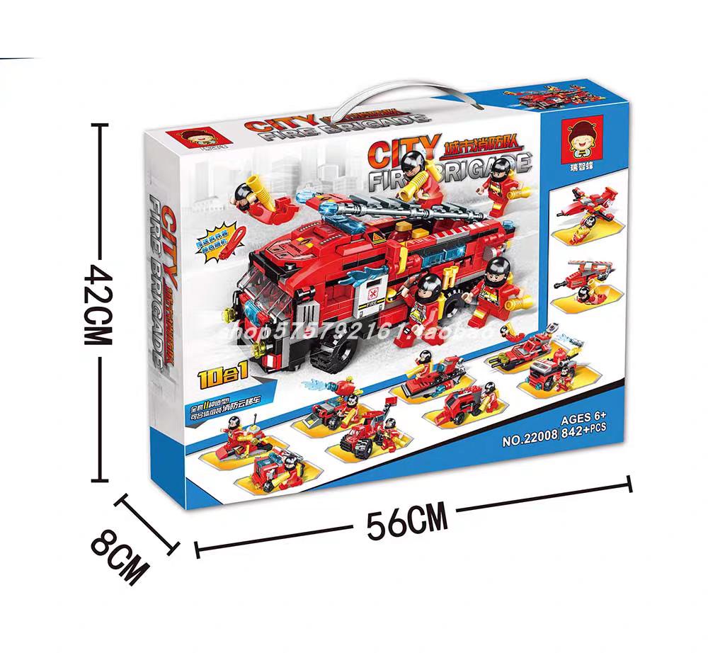 10in1 City Fire Brigade Truck Building Blocks | 842PCS- RB22008 3