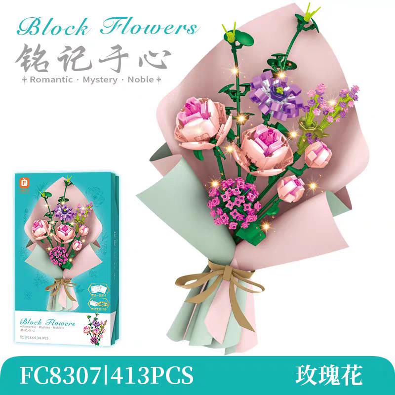 Girls Building Toys Flower Bouquet Puzzle with Lighting and Greeting card | 413pcs- FC8307 3