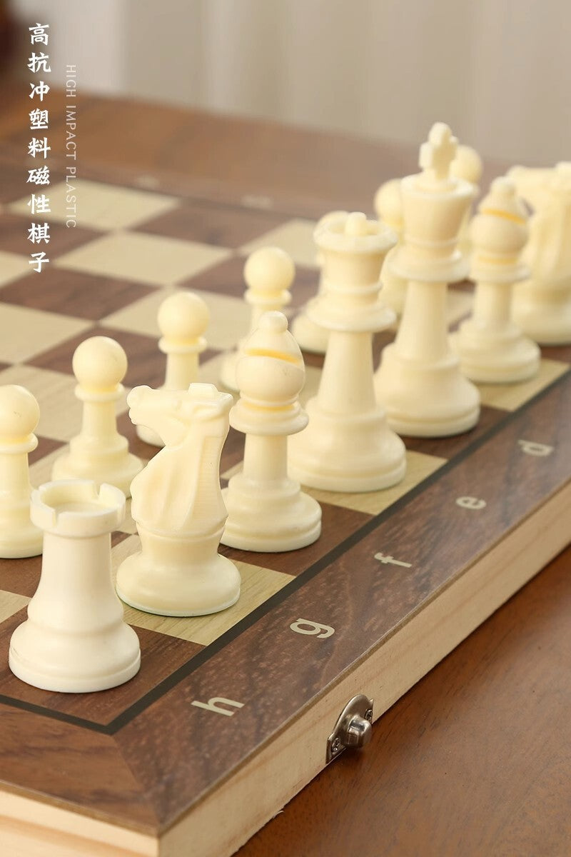 Magnetic Chess Game Wooden  Foldable Chess Board Game with Chess Figures 4