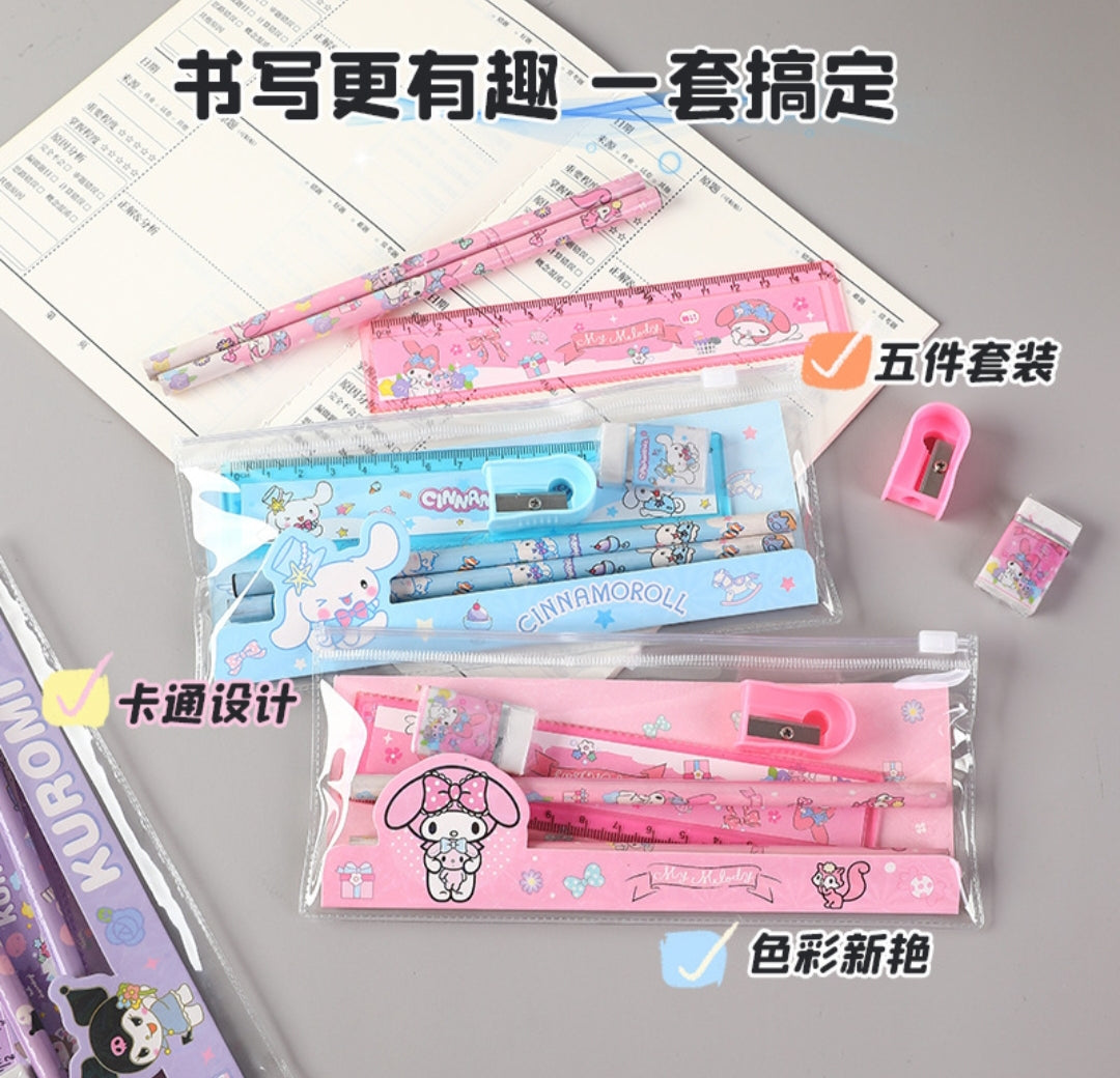 Pencil Pouch with Pencil, Eraser, Sharpener, Ruler 4