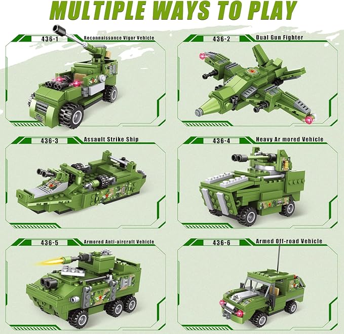 Military 6in1 Tank & Armored Vehicles Building Blocks Set for Boys | 791PCS- LXA462 10