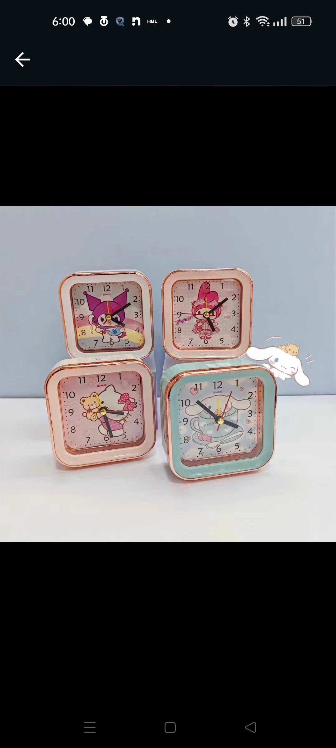 Hello Kitty, Kuromi Alarm Clock- Mixed Color-HY2208-2209A 6