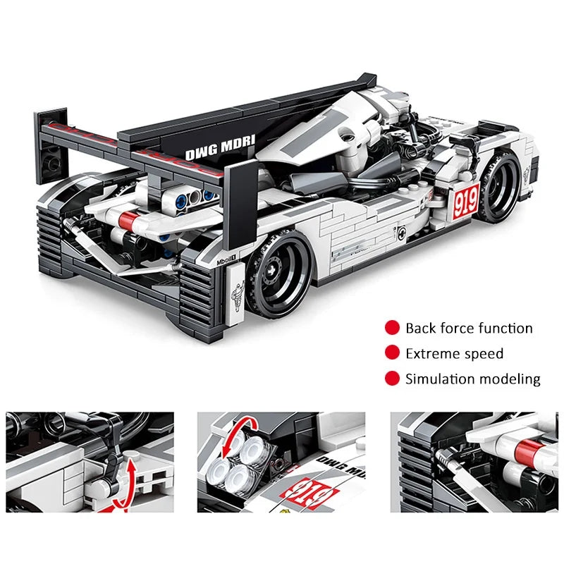 Porsche supercar model pull-along car assembly toy | 727PCS- SY8312 4