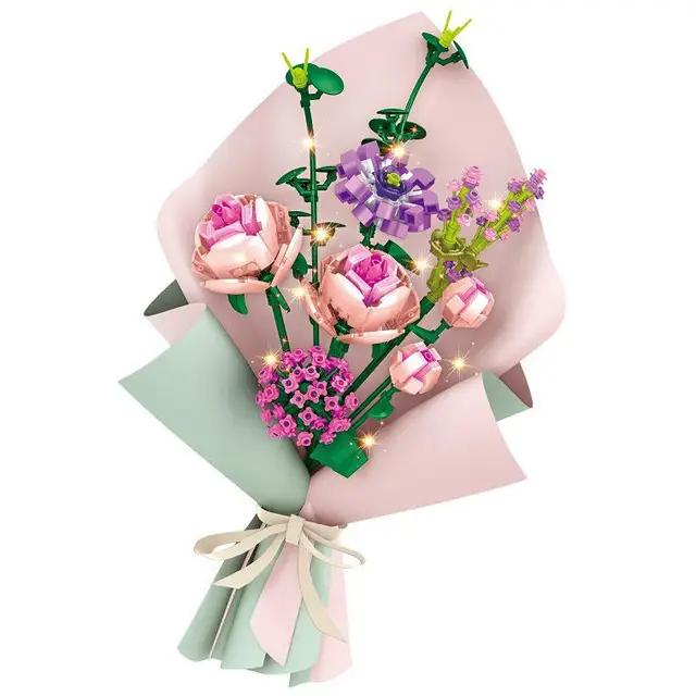 Girls Building Toys Flower Bouquet Puzzle with Lighting and Greeting card | 413pcs- FC8307 5